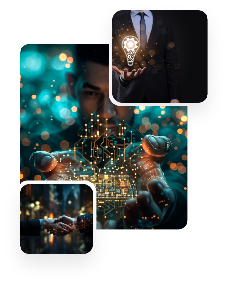 Businessman holding lightbulb